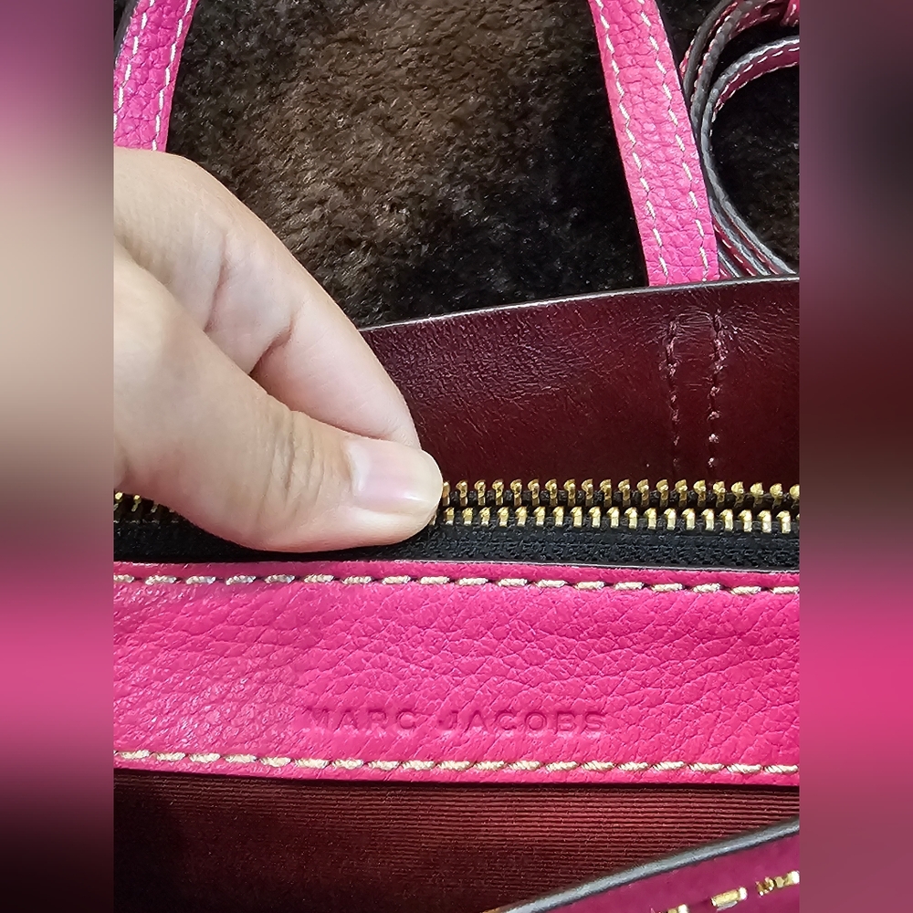 MARC JACOBS Pink Leather Mini Grind Tote with a Dustbag - Picture 14 of 16